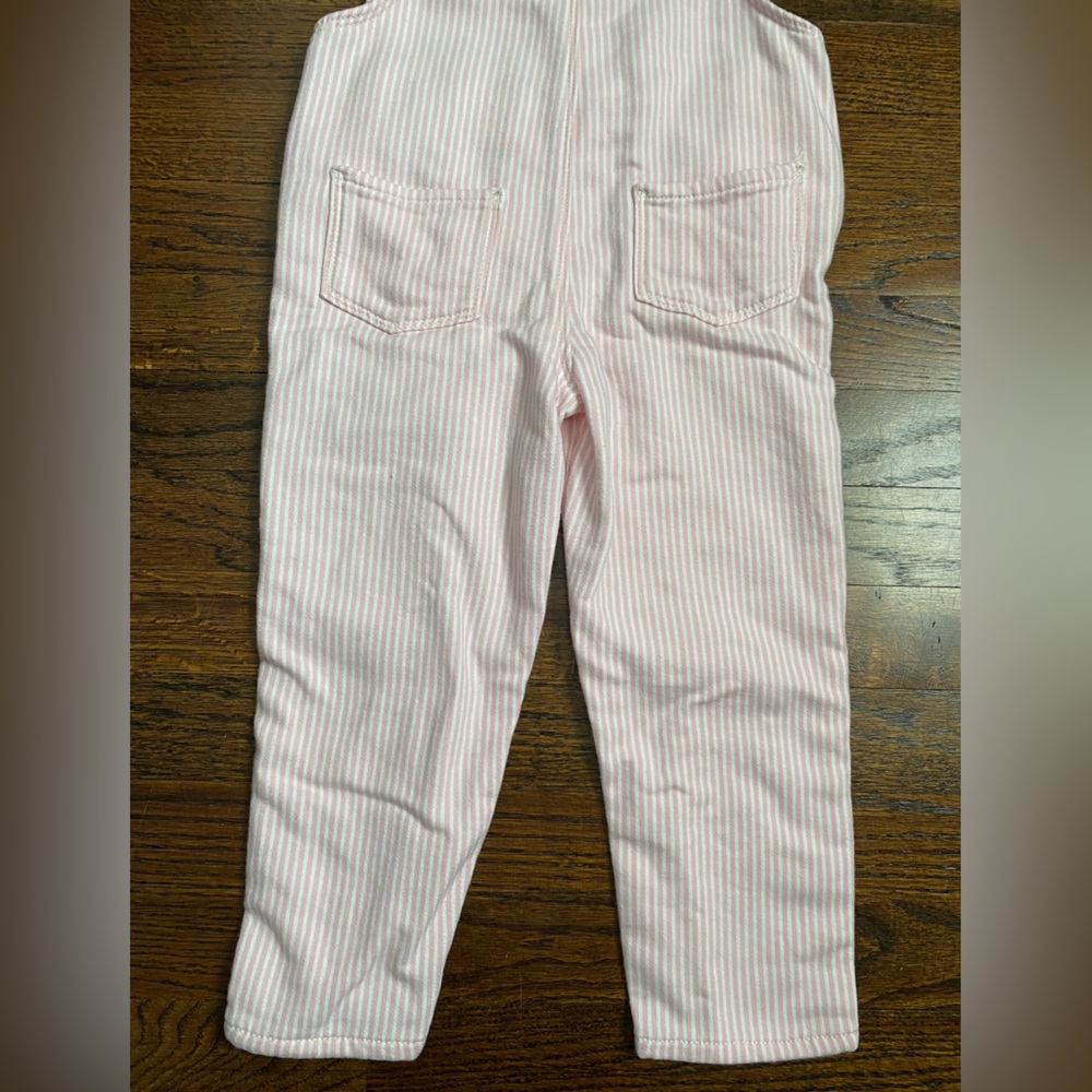 OshKosh B'gosh- toddler girl Overalls 4T pink stripe spring summer pinstripe - Picture 12 of 16